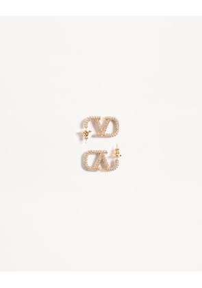 Valentino Garavani Vlogo Signature Metal Earring Woman GOLD/CRYSTAL UNI