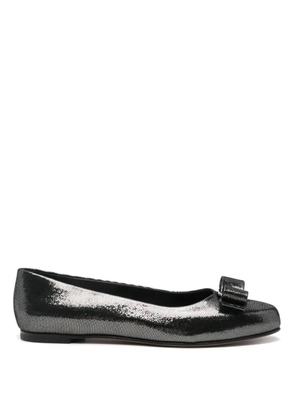 Ferragamo Varina Metallic Leather Ballet Flats