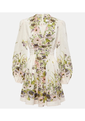 Zimmermann Halliday Plunge floral linen minidress
