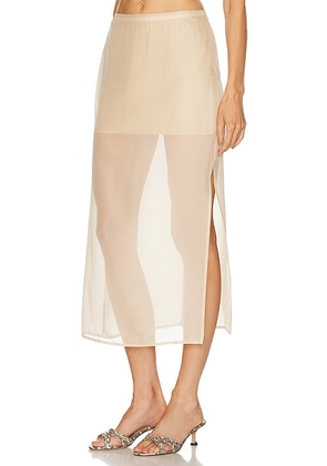 EAVES Osk Midi Skirt in Champagne - Beige. Size L (also in XL).