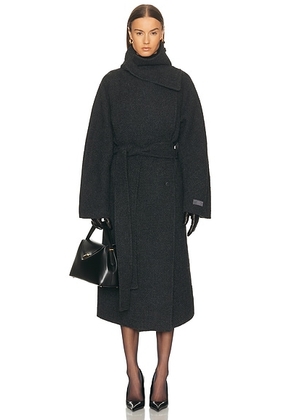 EAVES x Coco Silje Manteco Wool Funnel Neck Coat in Charcoal Grey - Grey. Size XL (also in ).