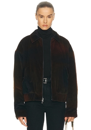 The Elder Statesman Ombre Cord Boxy Jacket in Midnight - Chocolate,Navy. Size XS/S (also in M/L).