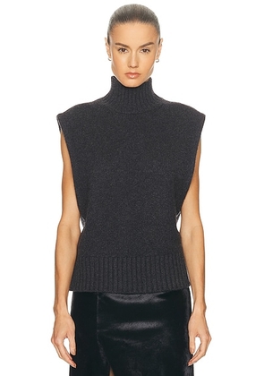 EAVES Lynnda Knit Mock Neck Shell in Graphite - Grey. Size L (also in M, S, XL, XS, XXS).
