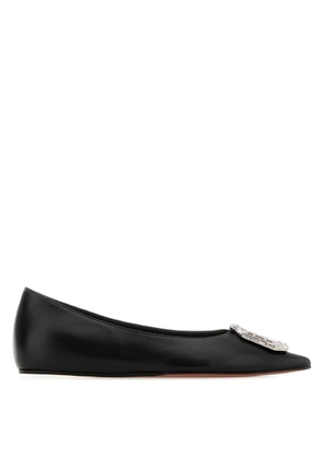 Amina Muaddi Nappa Black Camelia Ballet Flats