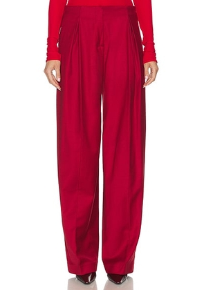 Blumarine Twill Wide Leg Trouser in Lipstick Red - Red. Size 36 (also in 42).
