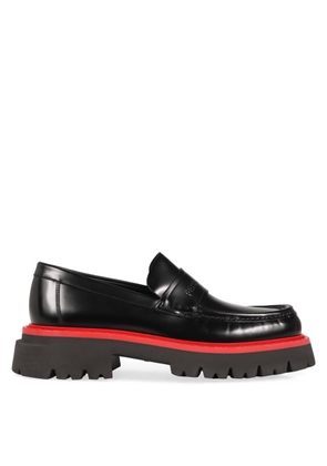 Ferragamo Mens Black Fergal Logo Debossed Loafers