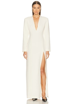 EAVES Lovise Polished Crepe Maxi Dress in Ivory - Ivory. Size M (also in S, XS, XXS).