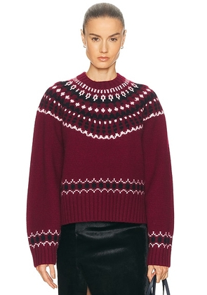 EAVES Abbey Fairisle Sweater in Red Multi - Burgundy. Size L (also in M, S, XL, XS, XXS).