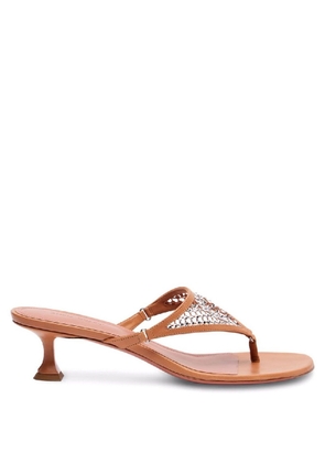 Amina Muaddi Cameron Crystal Leather Sandals