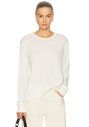 Eterne Long Sleeve Boyfriend Top in Ivory - Ivory. Size M (also in XL).