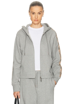 Burberry Harper Zip Up Hoodie in Pale Grey Melange - Grey. Size L (also in M, XL, XS).