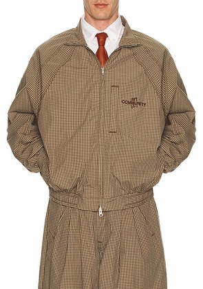 Art Community Double Zip Japanese Track Jacket in Brown & Taupe - Brown. Size S (also in XL/1X).