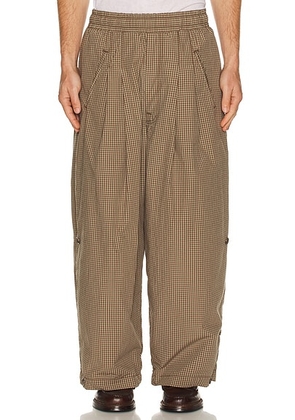 Art Community Japanese Triptych Track Pant in Taupe Plaid - Taupe. Size M (also in S, XL/1X).