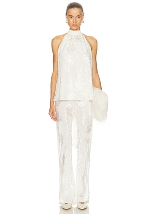 HEMANT AND NANDITA Tie Neck Top in Ivory - Ivory. Size L (also in M).