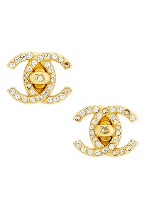 chanel Chanel 1996 CC Rhinestone Clip-On Earrings in Gold - Metallic Gold. Size all.