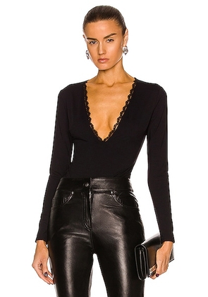 Fleur du mal Margo Lace Long Sleeve Bodysuit in Black - Black. Size L (also in ).