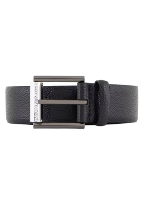 Emporio Armani Tumbled-Leather Logo Buckle Belt