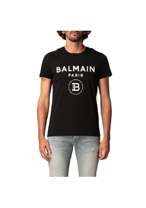 Balmain Flock Logo Embossed Cotton T Shirt