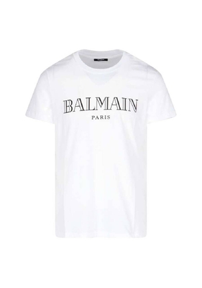 Balmain Logo Embossed Cotton T Shirt