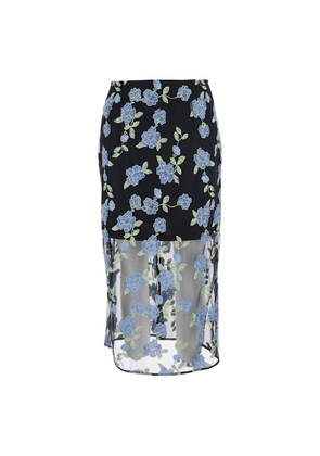 Rotate Mesh Midi Pencil Skirt