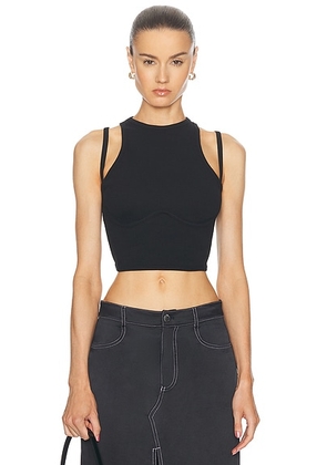 Fleur du mal Strappy Rib Tank in Black - Black. Size L (also in ).