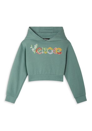 Young Versace Kids Floral Logo Embroidered Cotton Hoodie