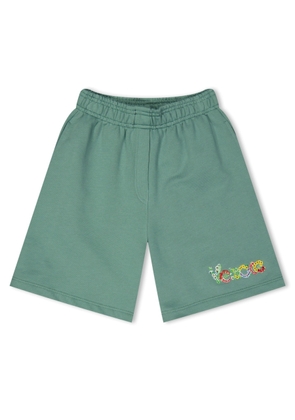 Young Versace Kids Floral Logo Cotton Shorts