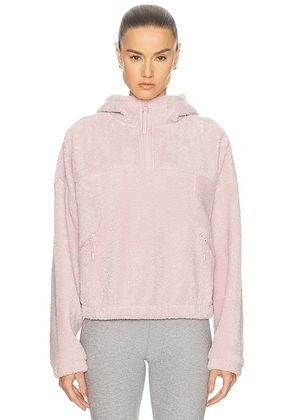 Beyond Yoga Unity Quarter Zip Up Hoodie in Pale Pink - Blush. Size L (also in M, S, XS).