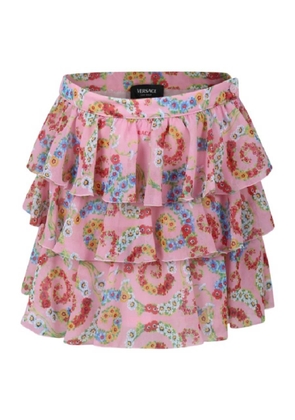 Young Versace Kids Barocco Floral Ruffle Skirt