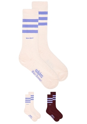 Adidas by Wales Bonner 3s Sock in Maroon & Wonqua - Wine,Cream. Size L (also in M, S, XL/1X).