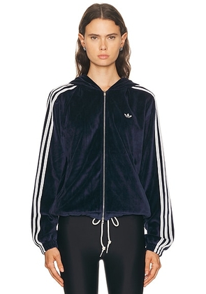 Adidas by Wales Bonner Velour Track Jacket in Navy - Navy. Size L (also in M, XL/1X).