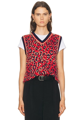 Adidas by Wales Bonner Knit Vest in Navy  Beige  & Better Scarlet - Red. Size L (also in M, XS).