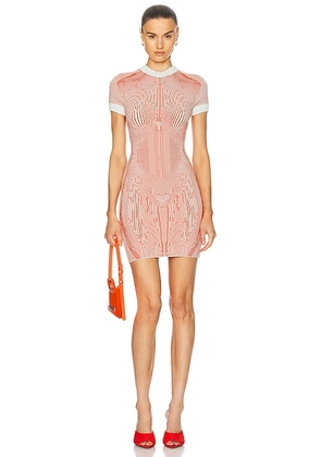 Jean Paul Gaultier Morphing Pinstripe Short Dress in Mint & Orange - Orange. Size XS (also in ).