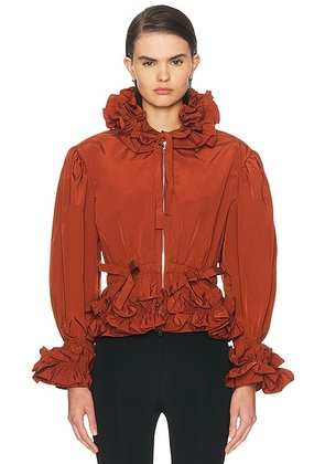 AKNVAS Lovise Ruffle Jacket in Brown - Rust. Size 2 (also in 6, 8).