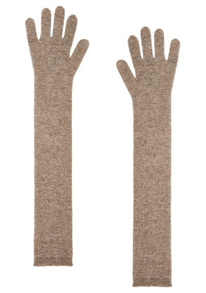 EAVES Mariana Knit Gloves in Taupe - Taupe. Size all.