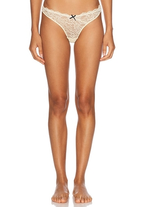 Fleur du mal Bianca Lace Thong in Buttercup - Cream. Size 3 (also in 4).