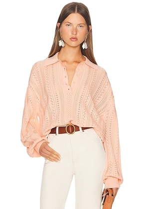 Helsa Addeline Oversized Polo in Peach - Peach. Size M (also in ).
