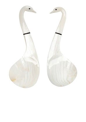 Gohar World Swan Serving Spoons in Mother Of Pearl - Ivory. Size all.