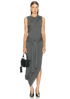 JW Anderson Tie Detail Sleeveless Dress in Charcoal Melange - Charcoal. Size XS (also in ).