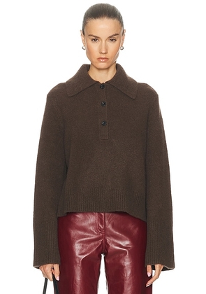Jenni Kayne Cashmere Stevie Polo Sweater in Chocolate - Brown. Size S (also in XL, XS).