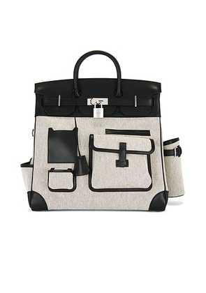 hermes Hermes Evercalf Toile Cargo Haut A Courroies Birkin 40 Handbag in Noir - Black,Light Grey. Size all.