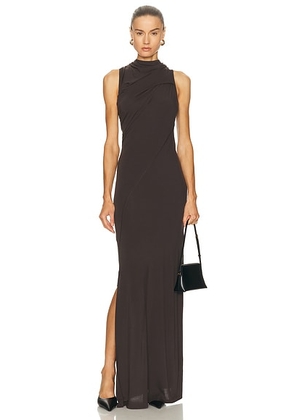 Helmut Lang Wind Maxi Dress in Dark Roast - Brown. Size L (also in M, XL, XS).