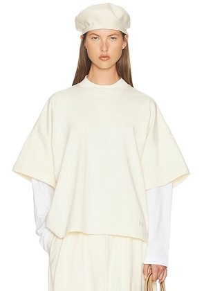 Helsa Double Sleeve Tee in Ultra Premium Jersey in Ivory - Ivory. Size M (also in S, XL, XS).