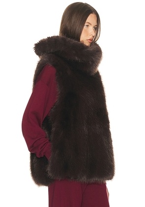 Helsa Faux Fox Gilet in Chicory - Brown. Size M/L (also in ).