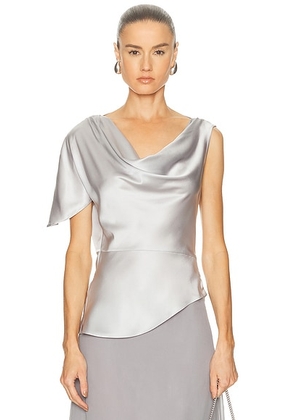 Fleur du mal Asymmetrical Silk Top in Platinum - Metallic Silver. Size L (also in M, S, XS).