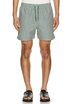 SIMKHAI Lowell Swim Short in Kelly Green Foulard Print - Green. Size L (also in M, S, XL/1X, XXL/2X).