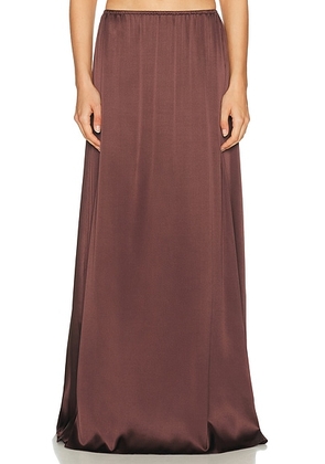 Helsa The Silk Charmeuse Maxi Skirt in Fudge - Chocolate. Size L (also in M, S, XS, XXS).