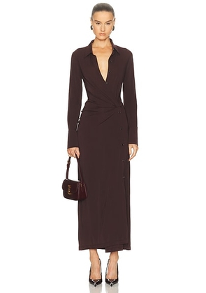 Helmut Lang Twisted Shirt Dress in Mahogany - Burgundy. Size L (also in XL).