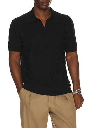 Frescobol Carioca Rino Jacquard Knit Polo in Black - Black. Size L (also in M, XL/1X, XXL/2X).