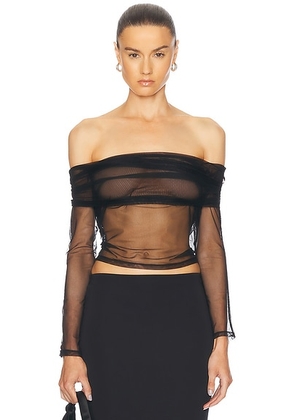Kiki de Montparnasse Tulle Off Shoulder Top in Black - Black. Size S (also in ).
